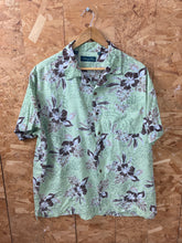 Vintage 90s green brown floral pattern Hawaiian short sleeve ugly party shirt size large